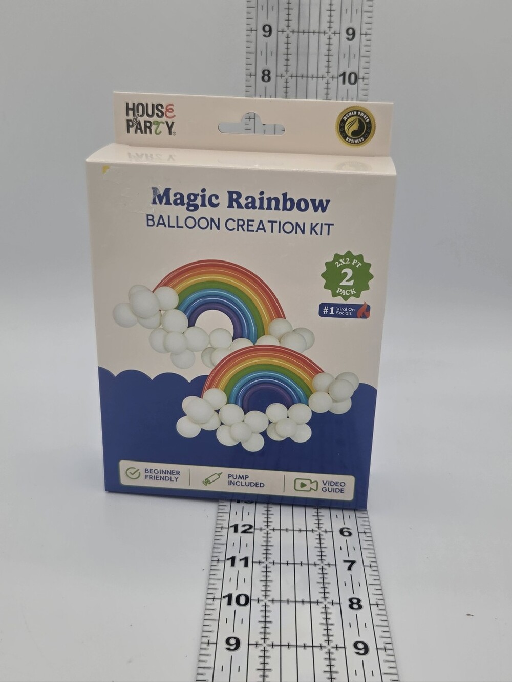 House Party Rainbow Balloon Creation Kit - Latex Multi, White & Blue